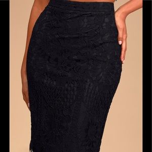 Lulus Black Lace Pencil Skirt